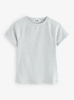 self. Grey Fitted Rib T-Shirt Sale