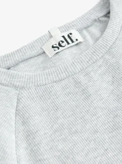 self. Grey Fitted Rib T-Shirt Sale