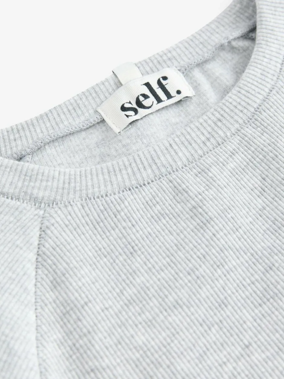 self. Grey Fitted Rib T-Shirt Sale