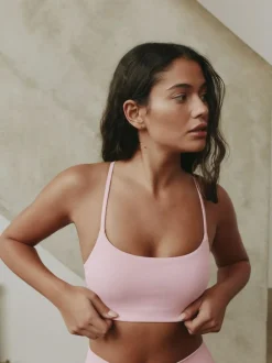 self. Strappy Non Wire Sports Bra Lilac Purple Clearance