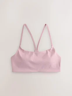 self. Strappy Non Wire Sports Bra Lilac Purple Clearance