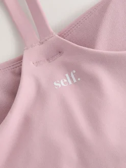self. Strappy Non Wire Sports Bra Lilac Purple Clearance