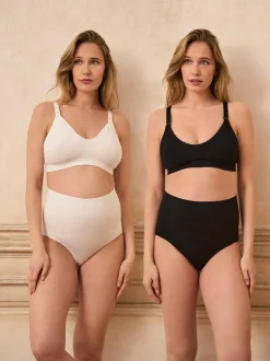 Seraphine Black & White Post Maternity Support Briefs 2 Pack Black & White New