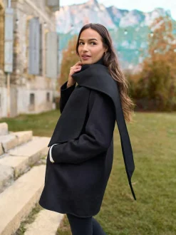 Seraphine Black Double Breasted Wool Maternity Coat Outlet