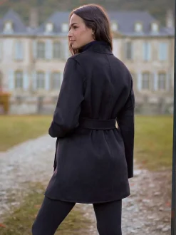 Seraphine Black Double Breasted Wool Maternity Coat Outlet