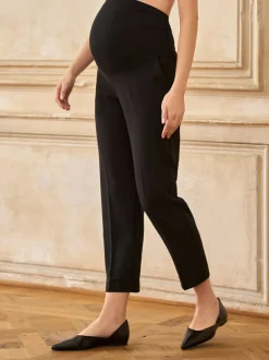 Seraphine Black Overbump Maternity Tailored Premium Tapered Work Trousers Discount