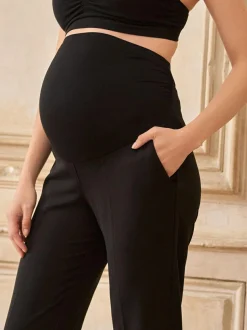 Seraphine Black Overbump Maternity Tailored Premium Tapered Work Trousers Discount