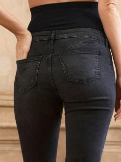 Seraphine Premium Organic Overbump Maternity Slim-Fit Jeans Black Hot