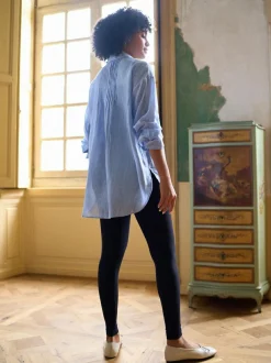 Seraphine Blue & White Stripe Maternity Pintuck Shirt Best