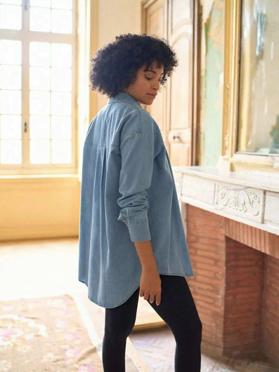 Seraphine Blue Denim Maternity & Nursing Shirt Dress New
