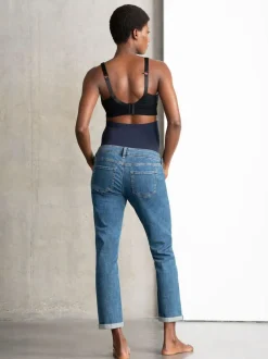 Seraphine Blue Premium Organic Overbump Maternity Relaxed Fit Jeans New