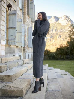Seraphine Charcoal Grey 100% Merino Wool Maternity Knit Dress Sale