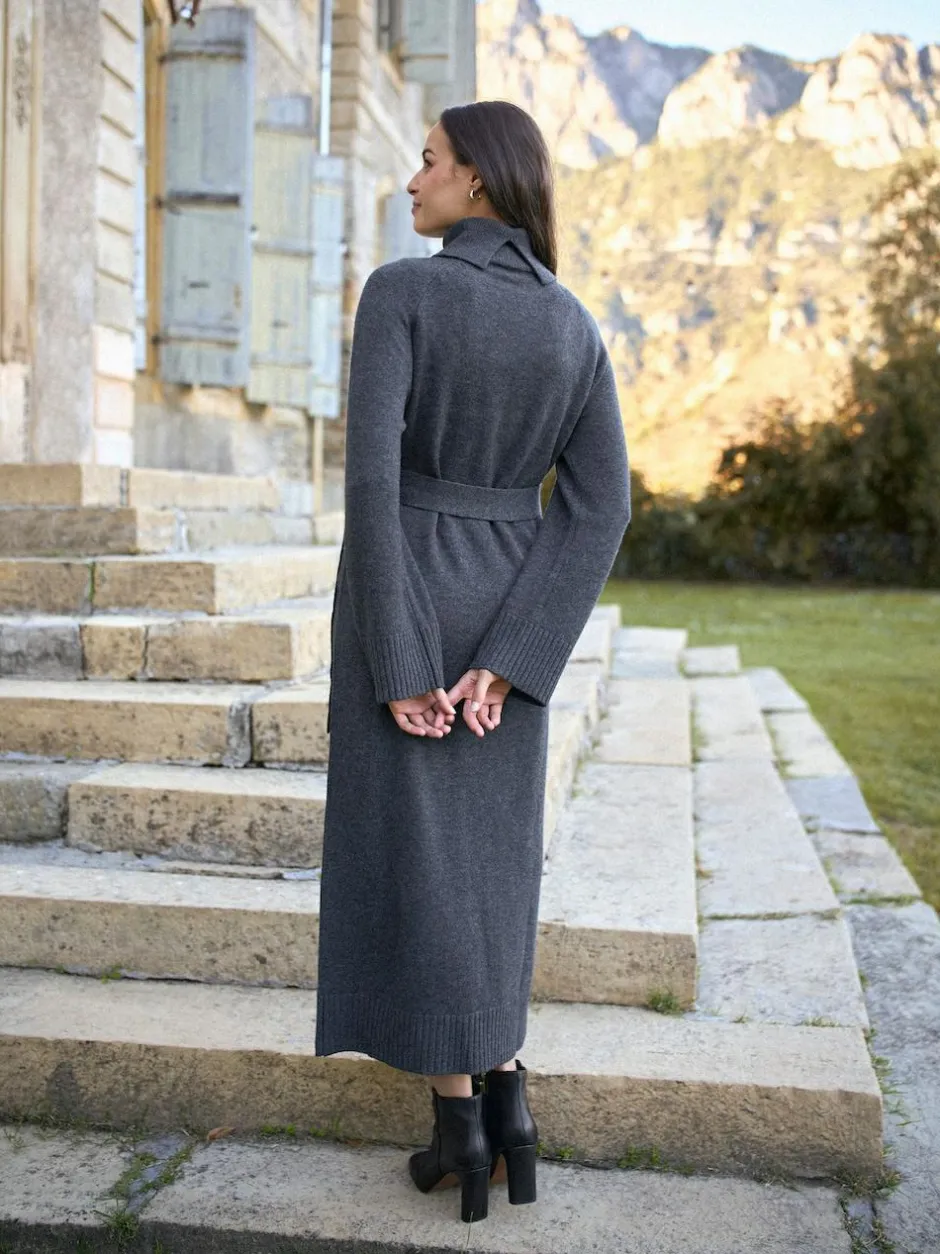 Seraphine Charcoal Grey 100% Merino Wool Maternity Knit Dress Sale