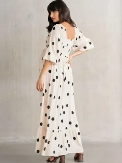 Seraphine Cream Maternity Maxi Dress