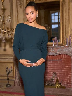 Seraphine Emerald Green Maternity Knitted Dress Discount