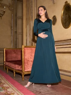 Seraphine Emerald Green Premium Maternity & Nursing Wrap Maxi Dress Hot