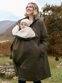 Seraphine 3 in 1 Maternity & Babywearing Parka with Borg Lining Khaki Best