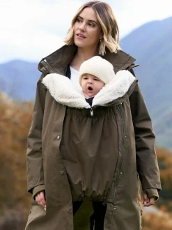 Seraphine 3 in 1 Maternity & Babywearing Parka with Borg Lining Khaki Best