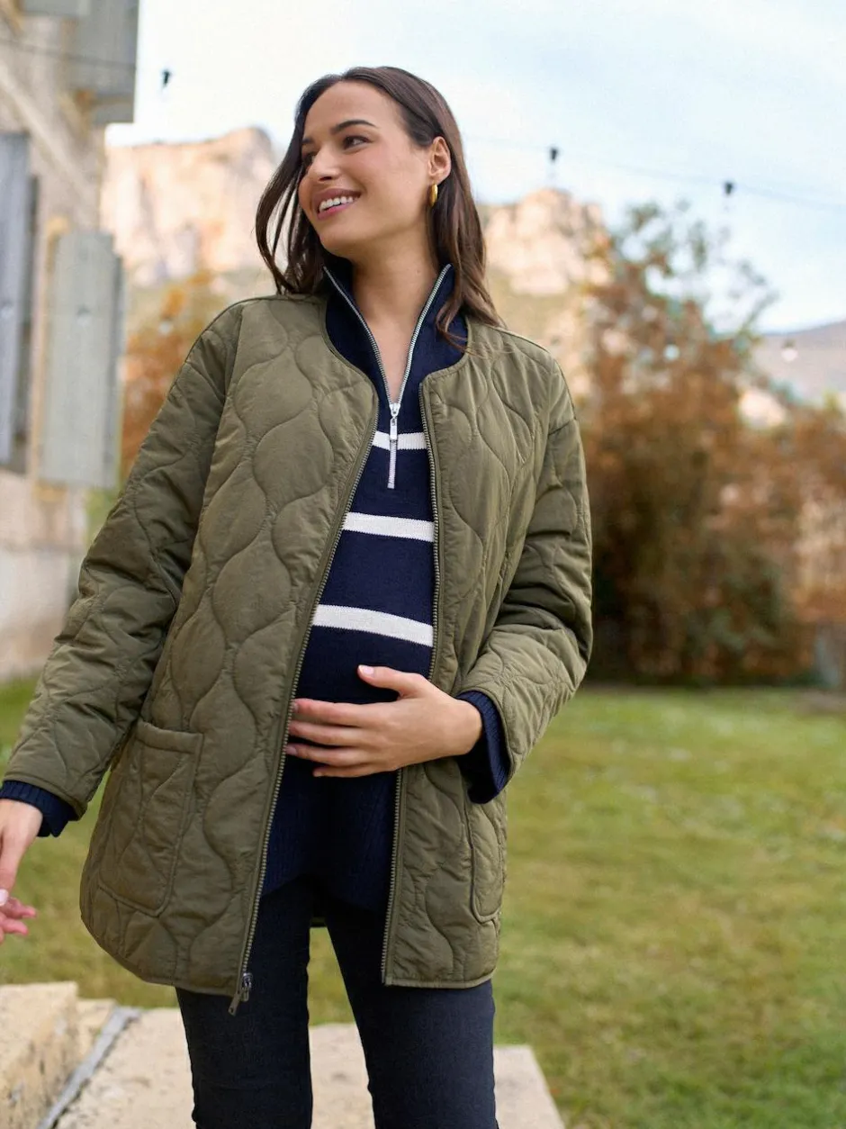 Seraphine Khaki Maternity & Babywearing Versatile Coat with Separate Inner Quilted Sale
