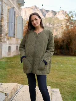 Seraphine Khaki Maternity & Babywearing Versatile Coat with Separate Inner Quilted Sale