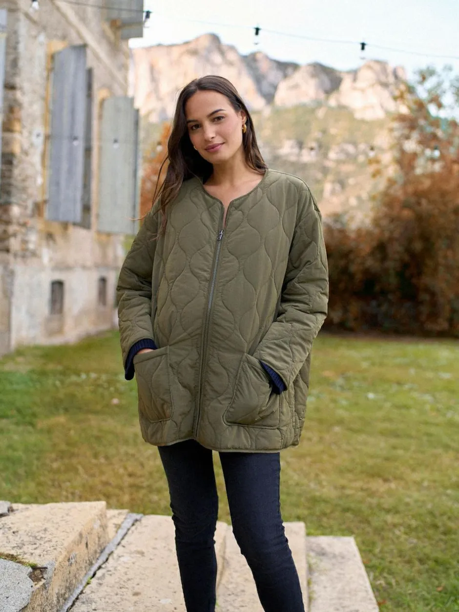 Seraphine Khaki Maternity & Babywearing Versatile Coat with Separate Inner Quilted Sale