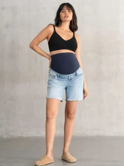 Seraphine Maternity Blue Denim Shorts Online