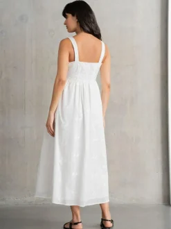 Seraphine Maternity V-Neck 100% Cotton White Dress Clearance