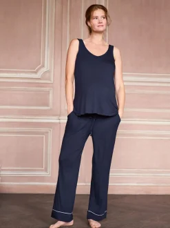 Seraphine Navy & White Maternity & Nursing Nightwear 3 Piece Set New