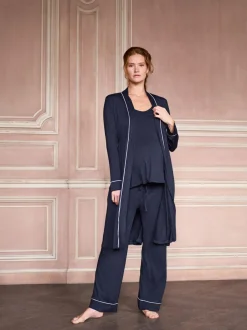 Seraphine Navy & White Maternity & Nursing Nightwear 3 Piece Set New