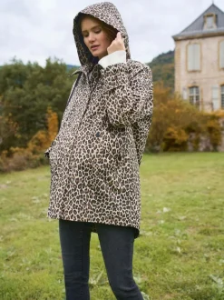 Seraphine 3-In-1 Maternity & Babywearing Raincoat Neutral Leopard Print Discount