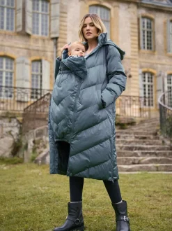 Seraphine Long 3-In-1 Maternity & Babywearing Puffa Coat Pewter Grey Sale