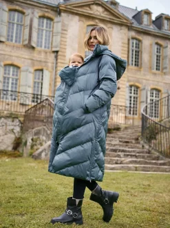 Seraphine Long 3-In-1 Maternity & Babywearing Puffa Coat Pewter Grey Sale
