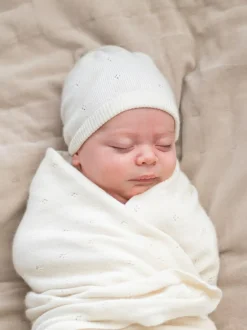 Seraphine White Ivory Baby Washable Cashmere Blend Pointelle Hat Discount