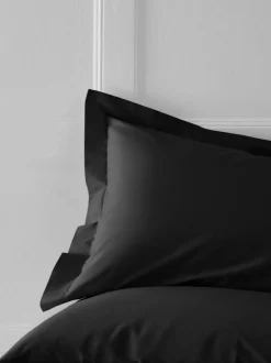 Next Set of 2 Black Cotton Rich Pillowcases Clearance