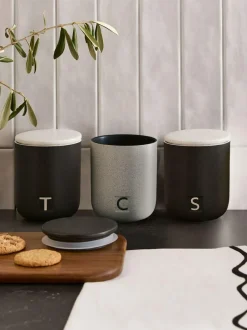 Next Set of 3 Black/Grey Otis Storage Jars Hot
