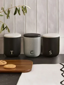 Next Set of 3 Black/Grey Otis Storage Jars Hot