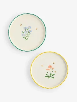 Next Set of 2 Blue and Pink Maisie Floral Print Scallop Edge Side Plates Clearance