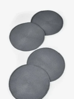 Next Set of 4 Pom Pom Placemats Charcoal Grey New