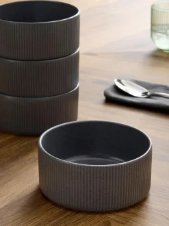 Next Set of 4 Charcoal Grey Stamford Set of 4 Cereal Bowls Clearance