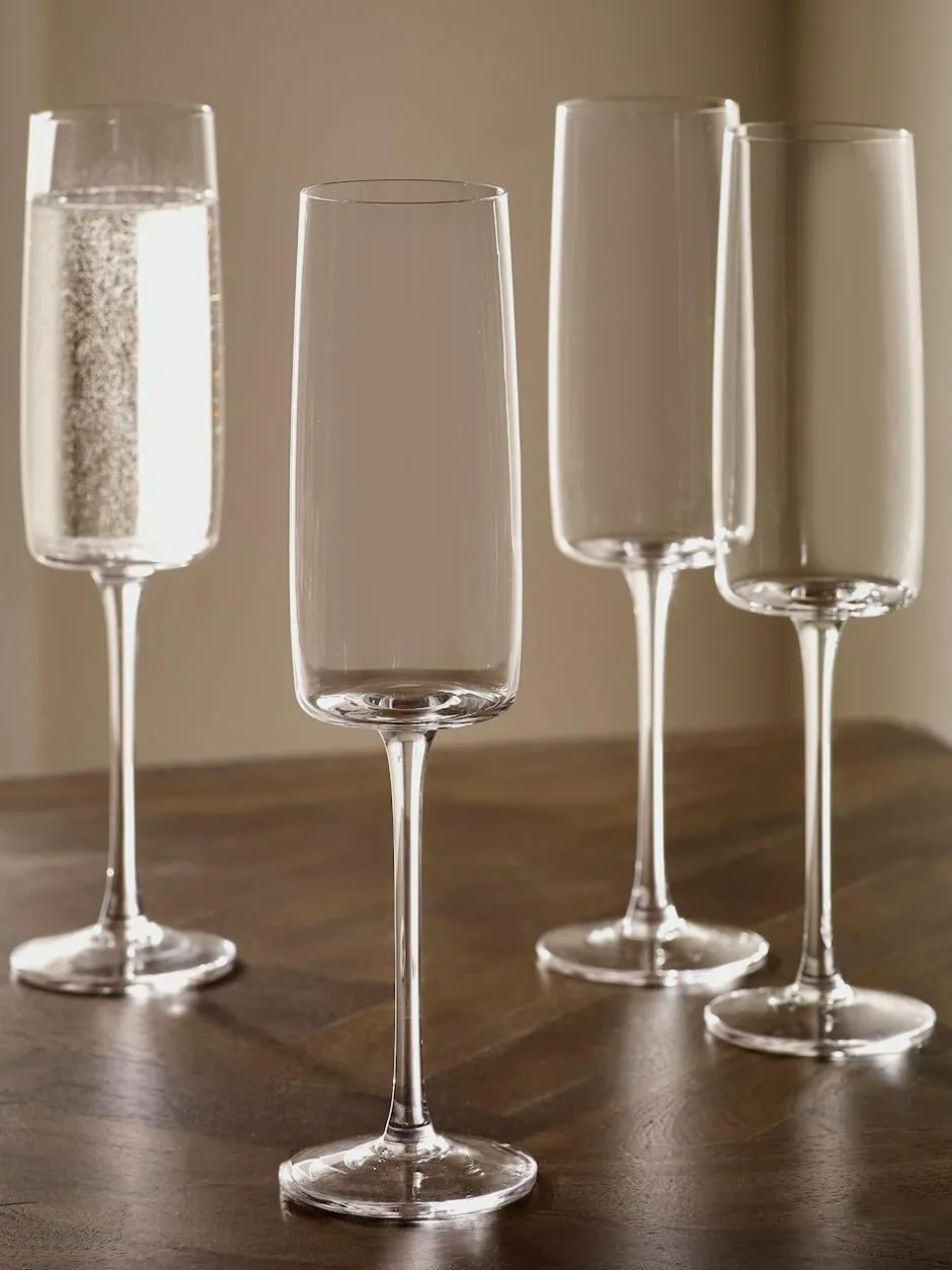 Next Set of 4 Clear Angular Champagne Flutes Clearance