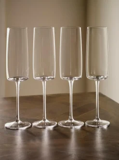 Next Set of 4 Clear Angular Champagne Flutes Clearance