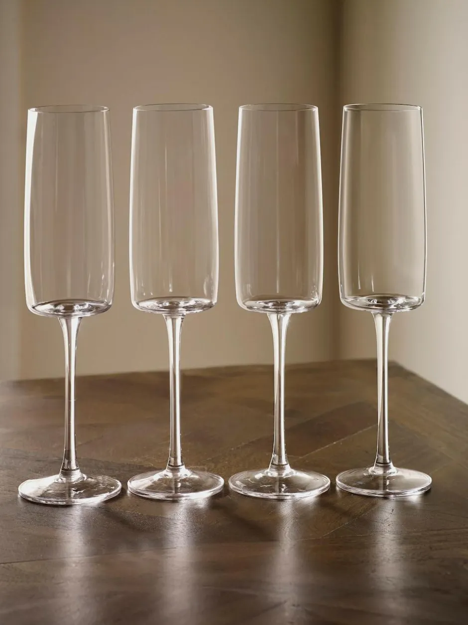 Next Set of 4 Clear Angular Champagne Flutes Clearance