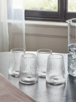 Next Set of 4 Clear Hollis Angular Set of 4 Short Tumbler Glasses Outlet