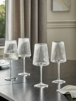 Next Set of 4 Clear Hollis Angular Wine Glasses Outlet