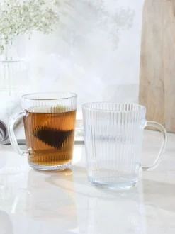 Next Set of 2 Clear Hollis Glass Mugs Sale