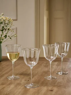 Next Set of 4 Clear Sadie Scallop Wine Glasses Discount