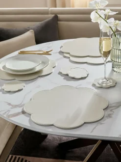 Next Set of 4 Cream Flower Faux Leather Placemats and Coasters Discount