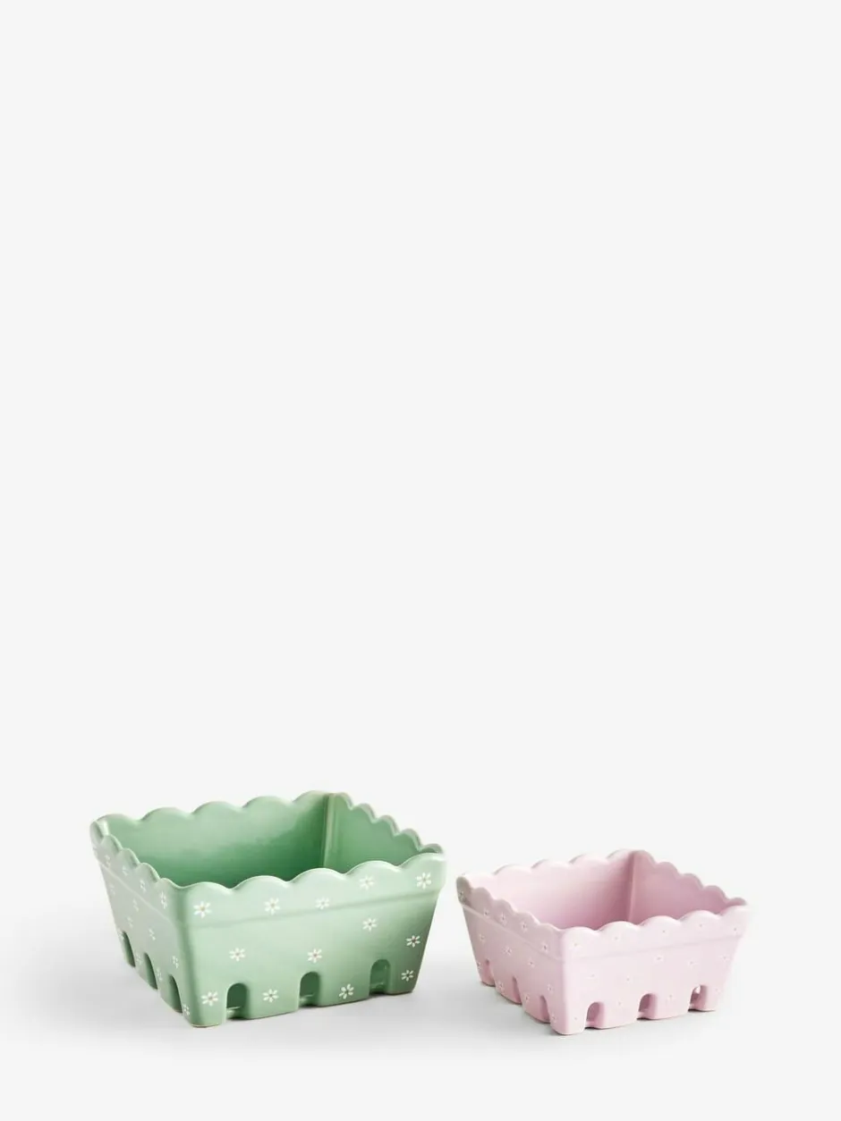 Next Set of 2 Green floral Berry Storage Baskets Hot