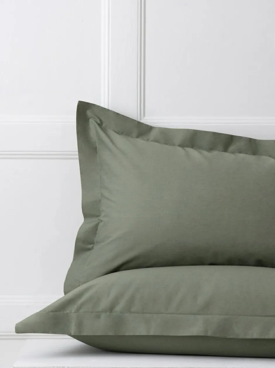 Next Set of 2 Green Olive Cotton Rich Pillowcases Discount
