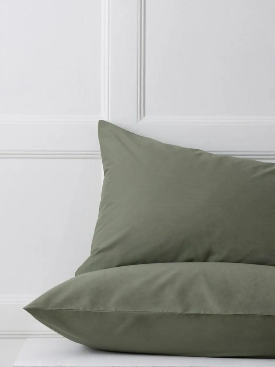 Next Set of 2 Green Olive Cotton Rich Pillowcases Discount